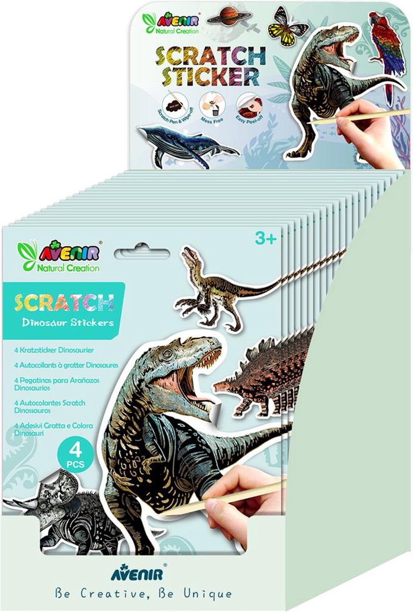 Avenir museum speelgoed dinosaurus scratch stickers creatief.