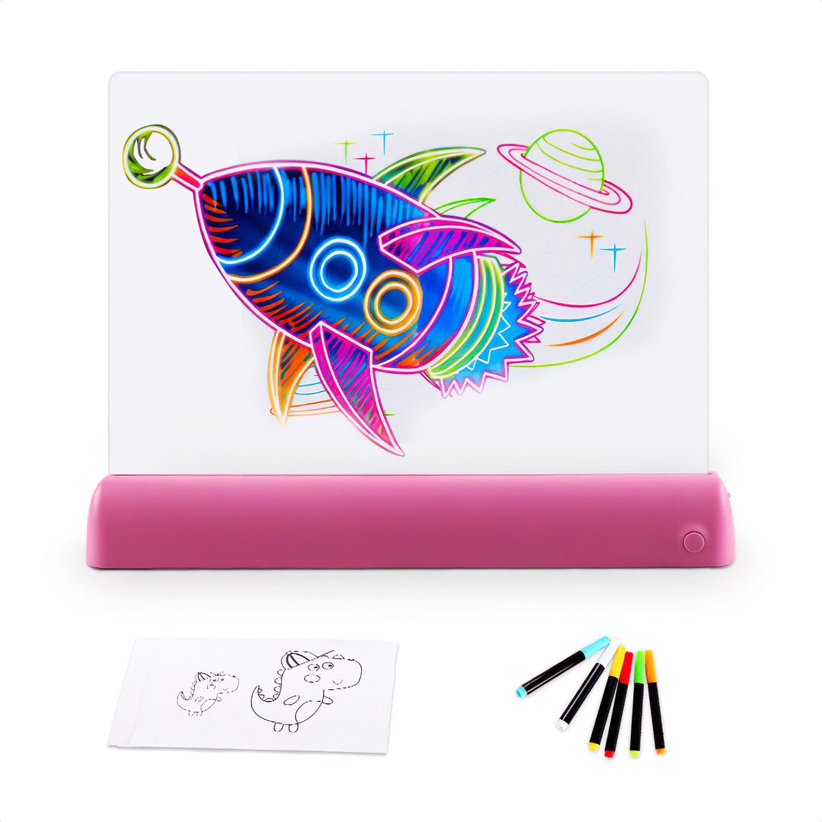   Magic Drawing Board - Magisch   - 3D Effect Tekenen - Tekenen Met Licht - Inclusief 6 stiften - LED