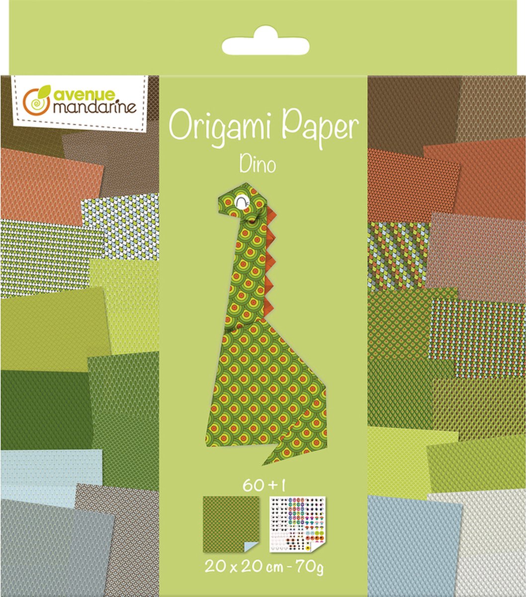 Origami papier Dino, 60 vel 70g 20 x 20 cm - met motief
