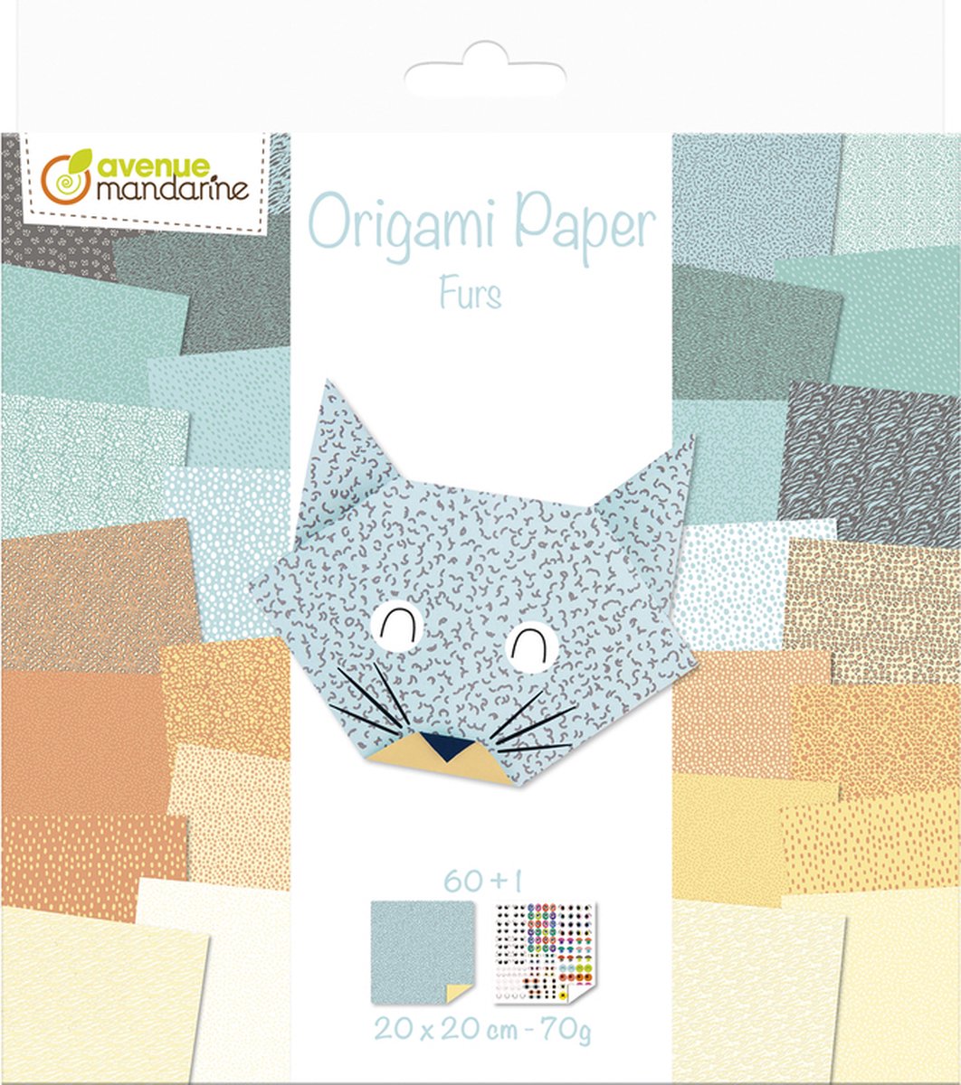 Origami papier Furs, 60 vel 70g 20 x 20 cm - met motief
