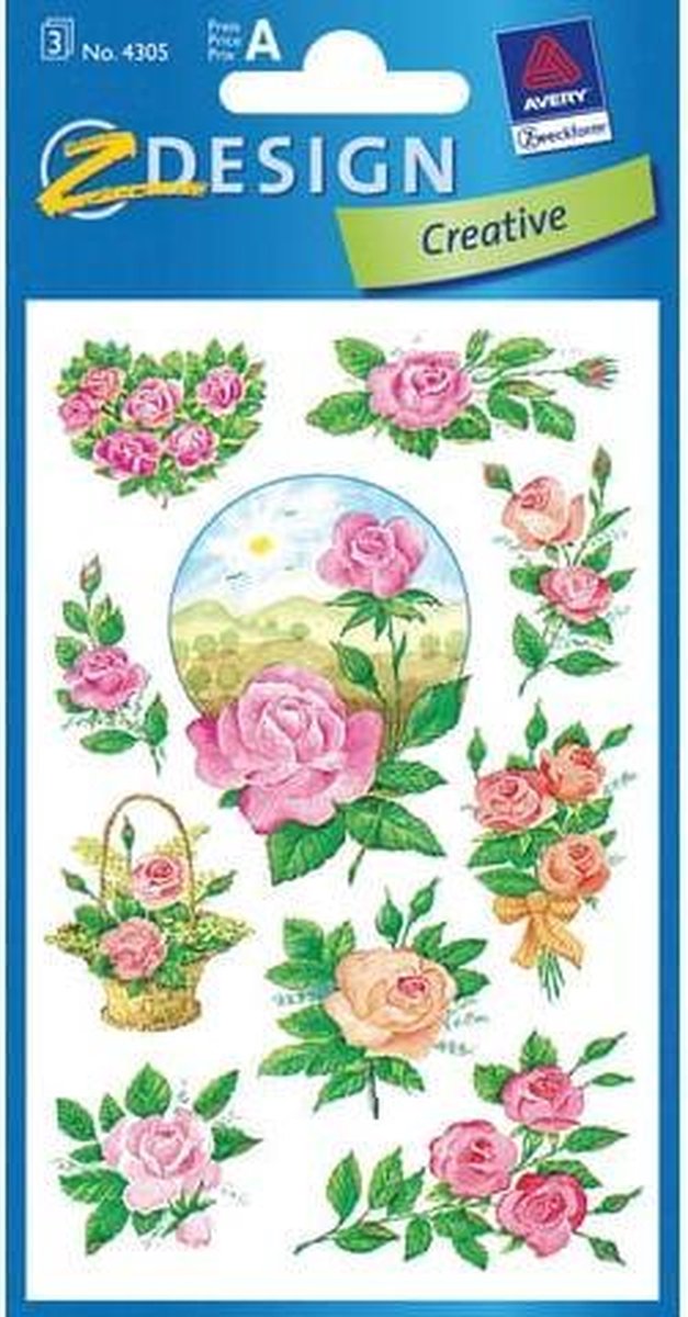 Avery Stickers Rozen Junior 7,6 X 12 Cm Papier 30 Stuks
