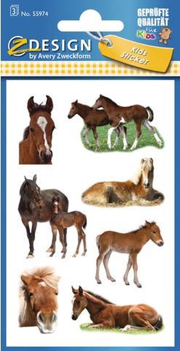 Avery Stickervel Veulens Junior 7,6 X 12 Cm Papier 21-delig