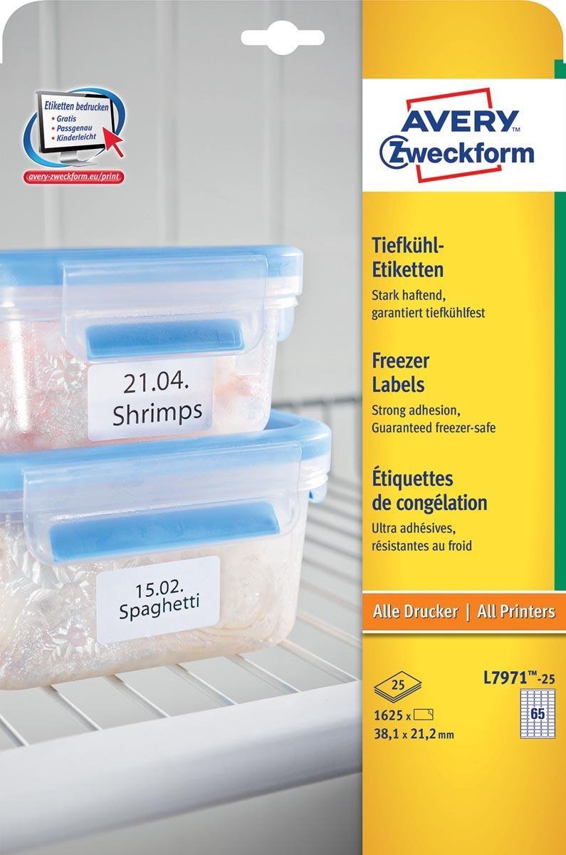 diepvriesetiket Avery 38,1x21,2mm wit 25 vel 65 etiketten   per vel