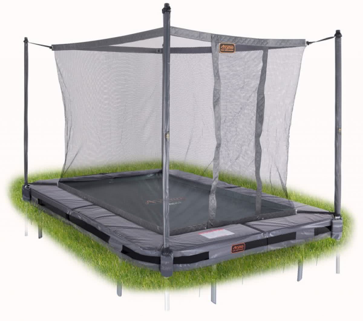   InGround trampoline PRO-LINE 215x155 (203) Grijs +   Veiligheidsnet