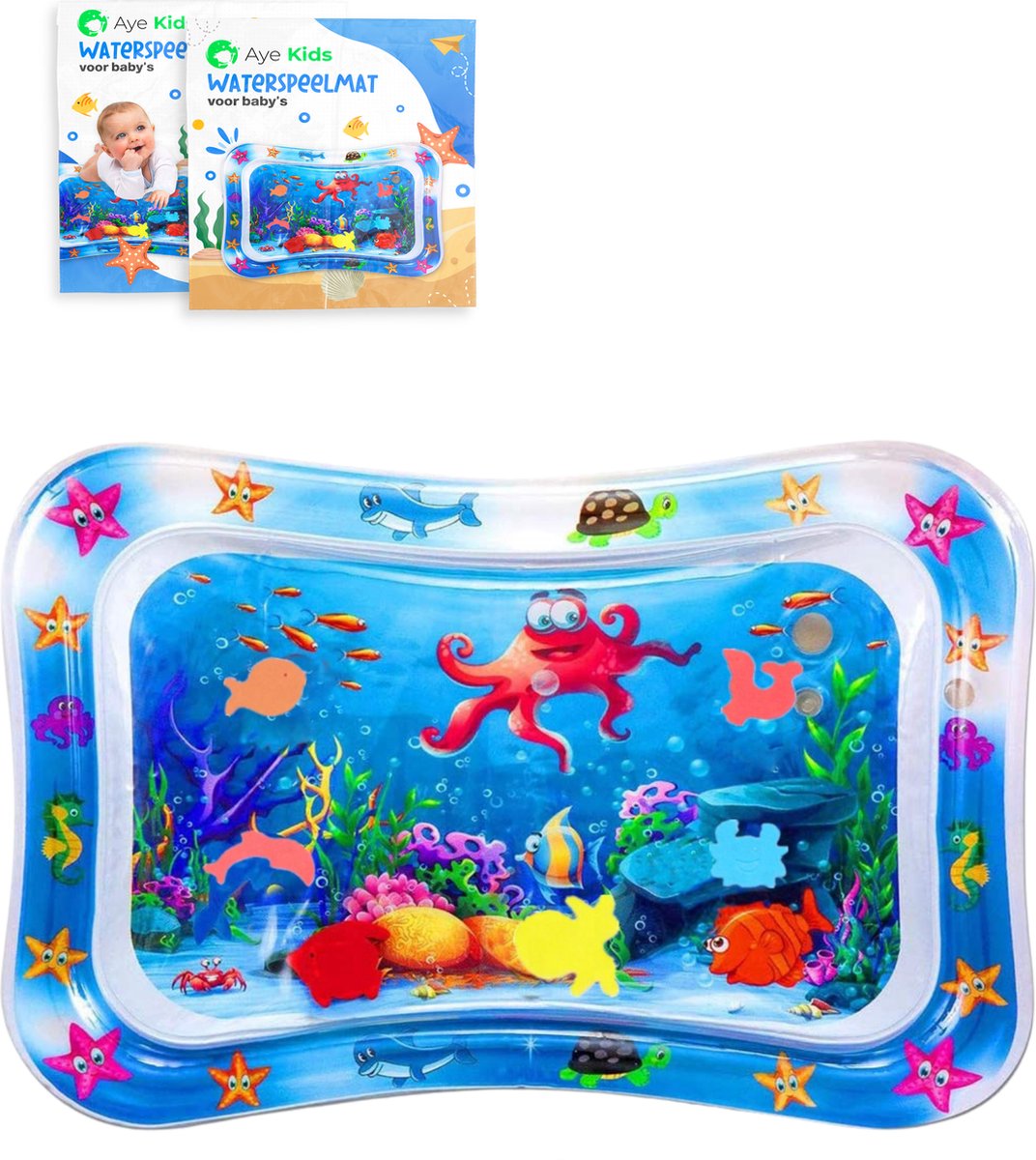 AyeKids Waterspeelmat Baby - Watermat - Speelkleed - Water Speelmat - Opblaasbaar - Babygym - Blauw