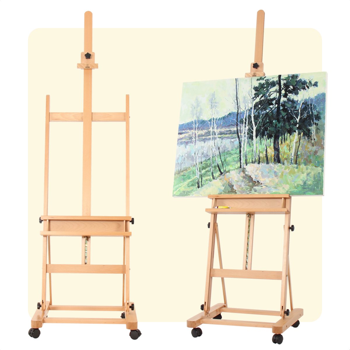 AYOO® Schildersezel - Studio ezel - Atelier ezel - Dennenhout - FSC keurmerk - Doeken tot 120cm