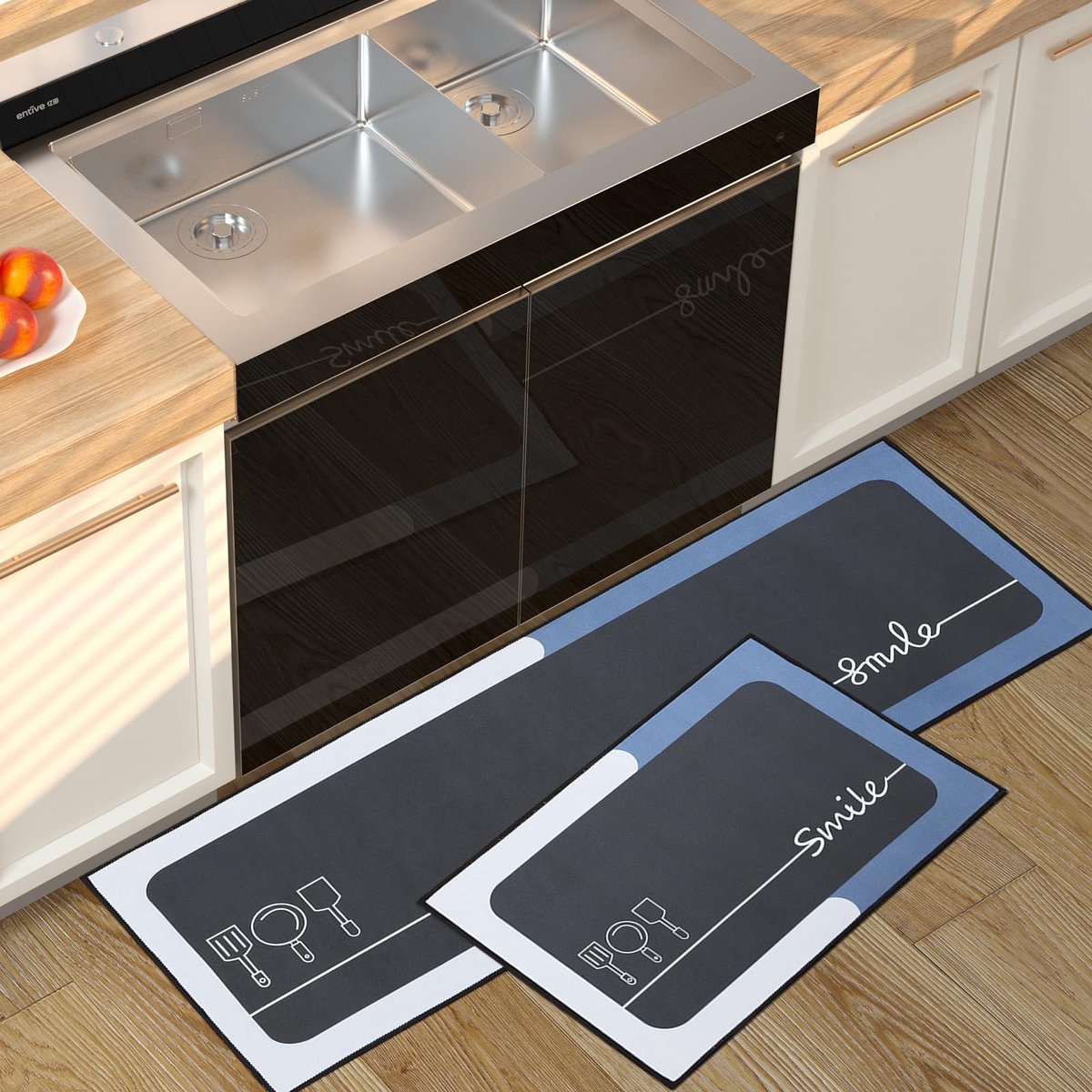 Azomor® Set van twee antislip keukentapijten met zachte demping en wasbare matten