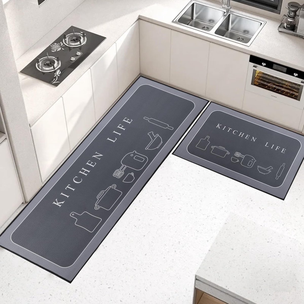 Azomor® Set van twee waterabsorberende en wasbare antislip matten voor diverse ruimtes