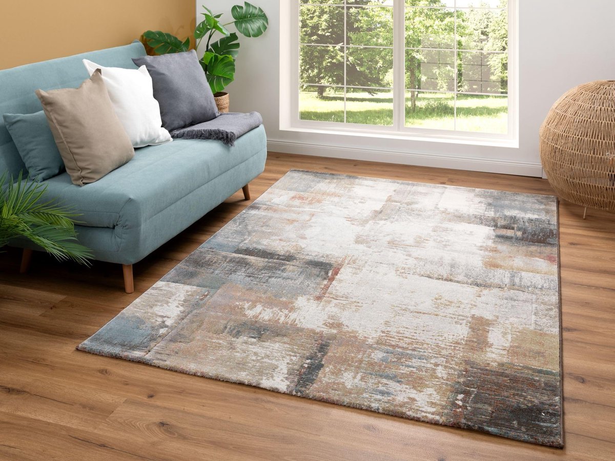 Azomor® Stijlvol laagpolig tapijt in abstract mosterd voor moderne interieurs