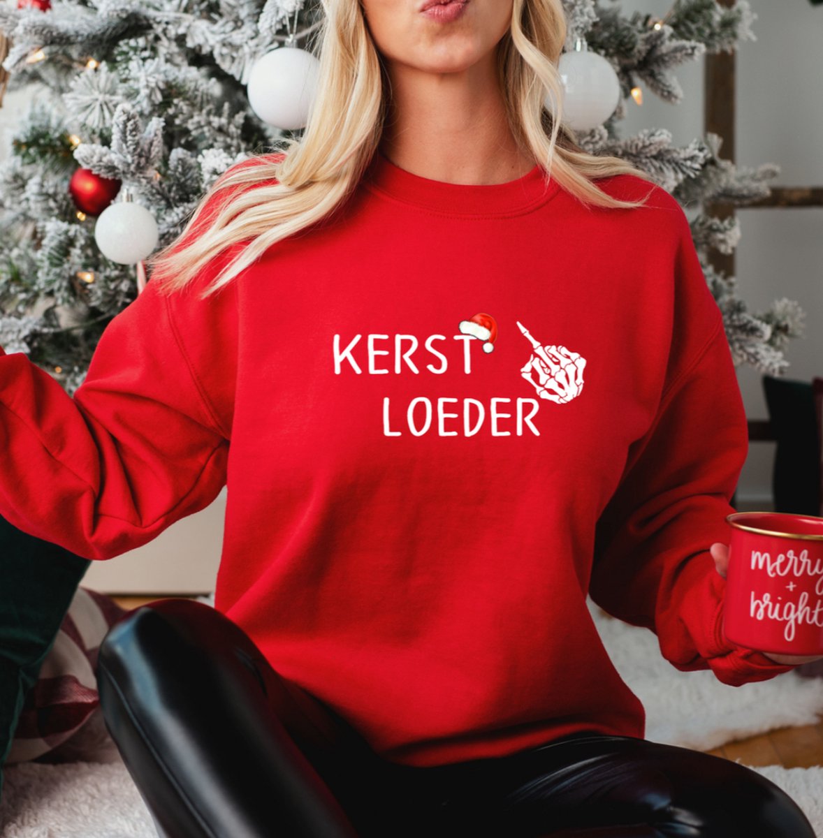 Foute kersttrui- Kerst Loeder. Kleur rood- Maat XL