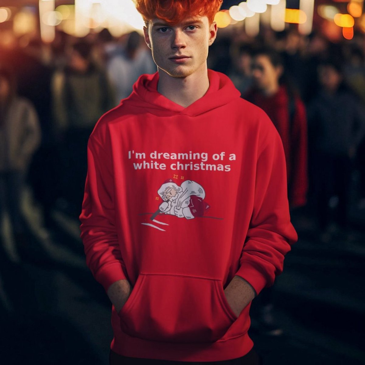 Lekker Waus Foute Kerst Hoodie Rood - Im Dreaming Of A White Christmas - Maat 4XL - Kerst Outfit Dames & Heren