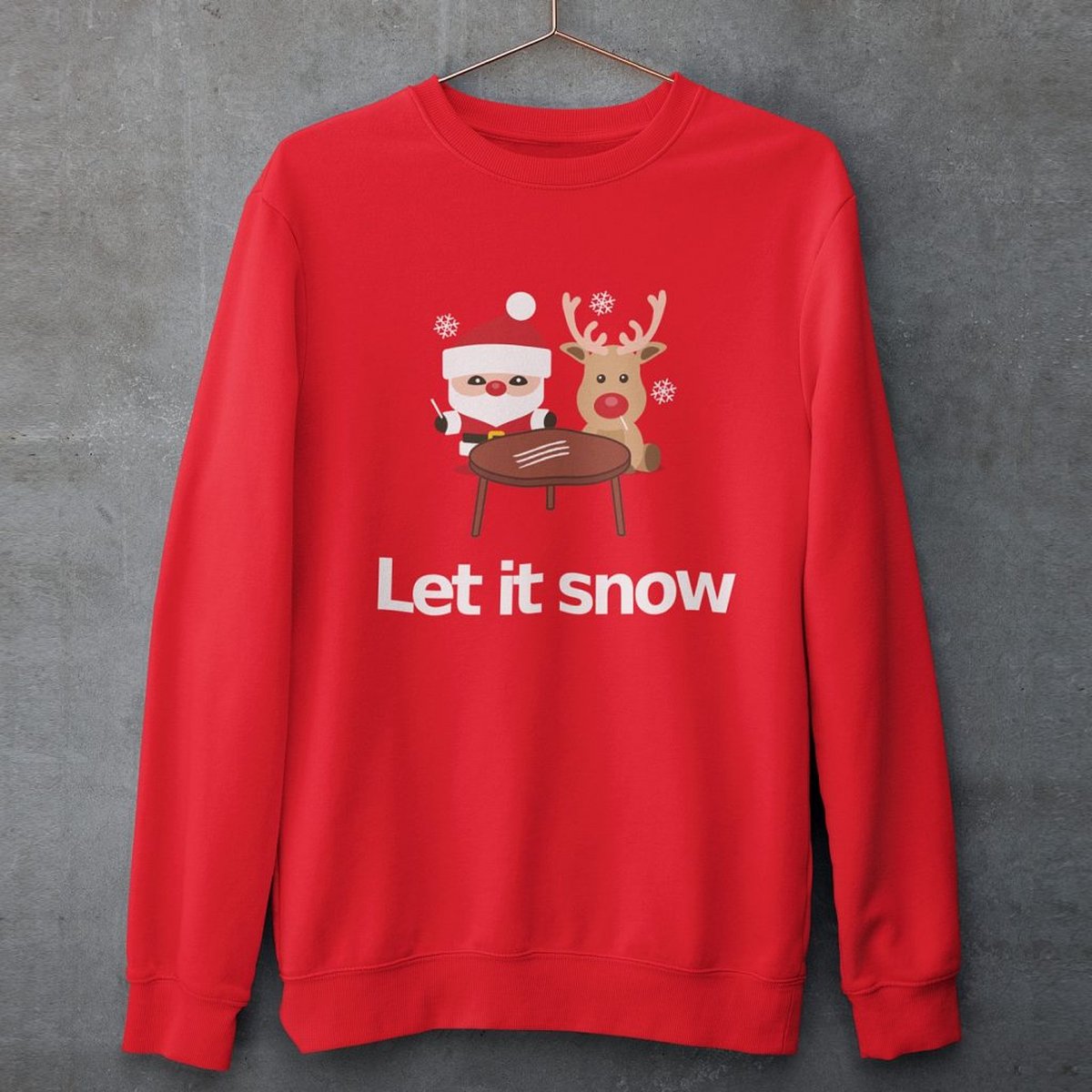 Lekker Waus Foute Kersttrui Rood - Let It Snow - Maat XL - Kerst Outfit Dames & Heren