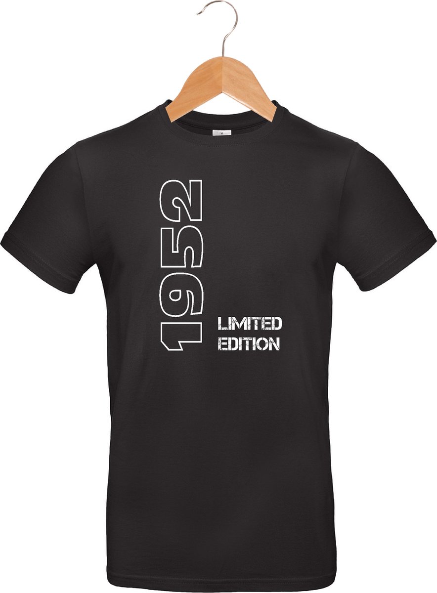 Limited Edition 1952 - T-shirt - 100% katoen - leeftijd - geboortejaar - verjaardag en feest - cadeau - kado - unisex - zwart - maat 3XL