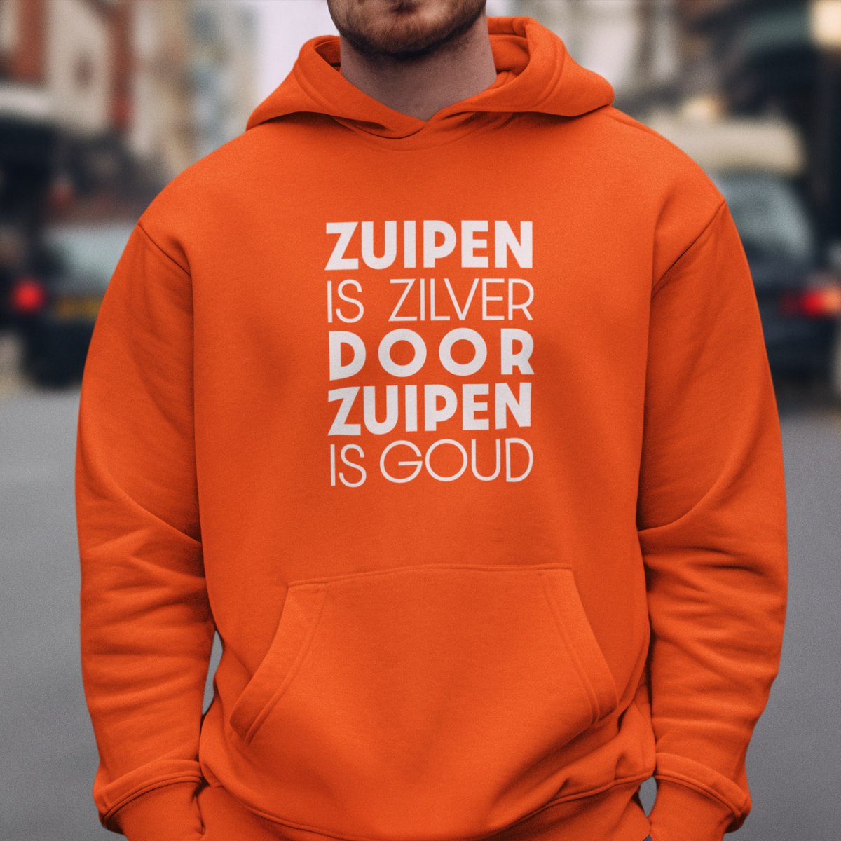 Oranje Koningsdag Hoodie Zuipen Is Zilver - MAAT 2XL - Feestkleding & Carnavalskleding