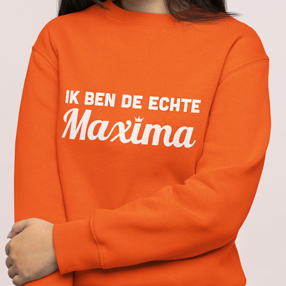 Oranje Koningsdag Sweater Ik Ben De Echte Maxima - MAAT L - Feestkleding & Carnavalskleding