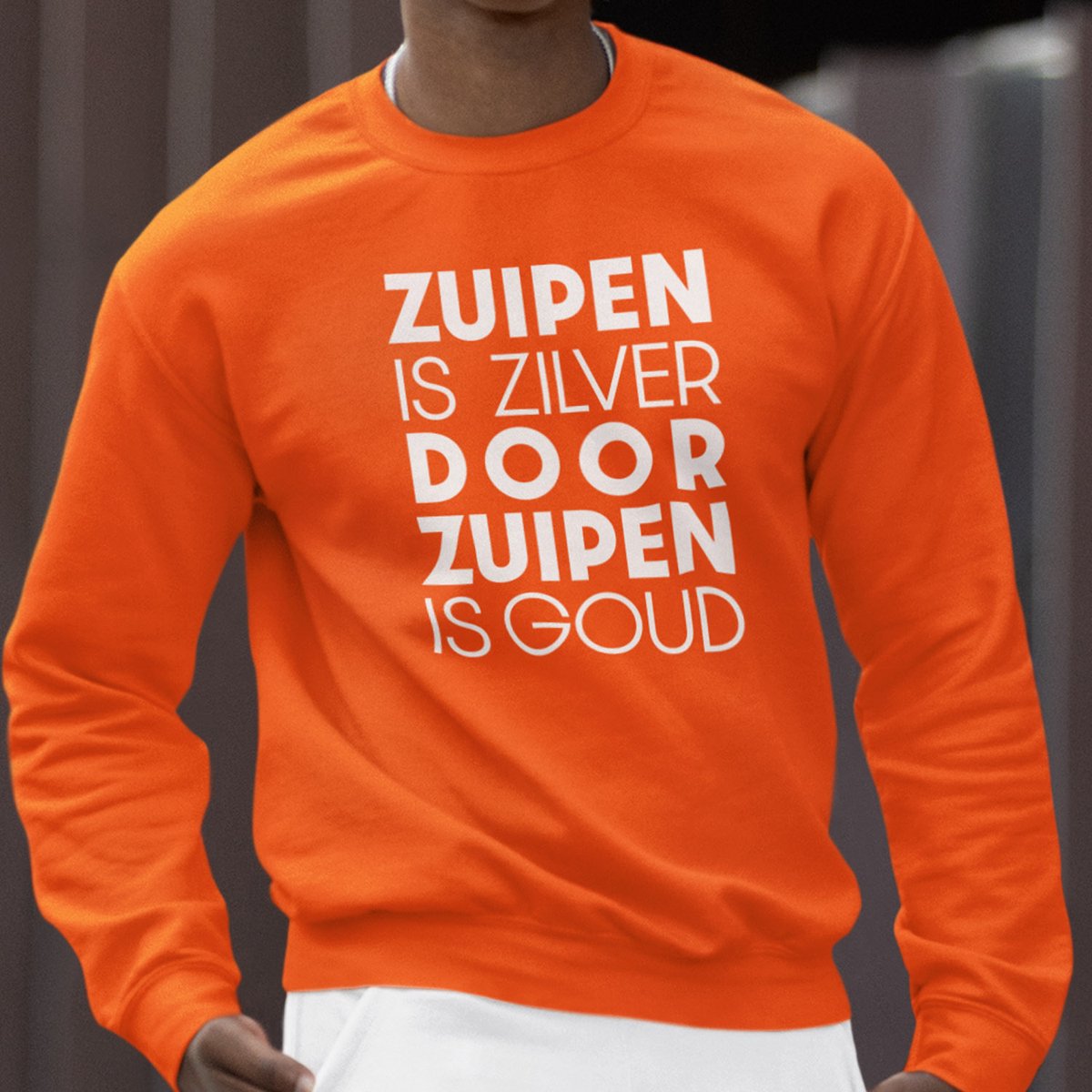 Oranje Koningsdag Sweater Zuipen Is Zilver - MAAT S - Feestkleding & Carnavalskleding