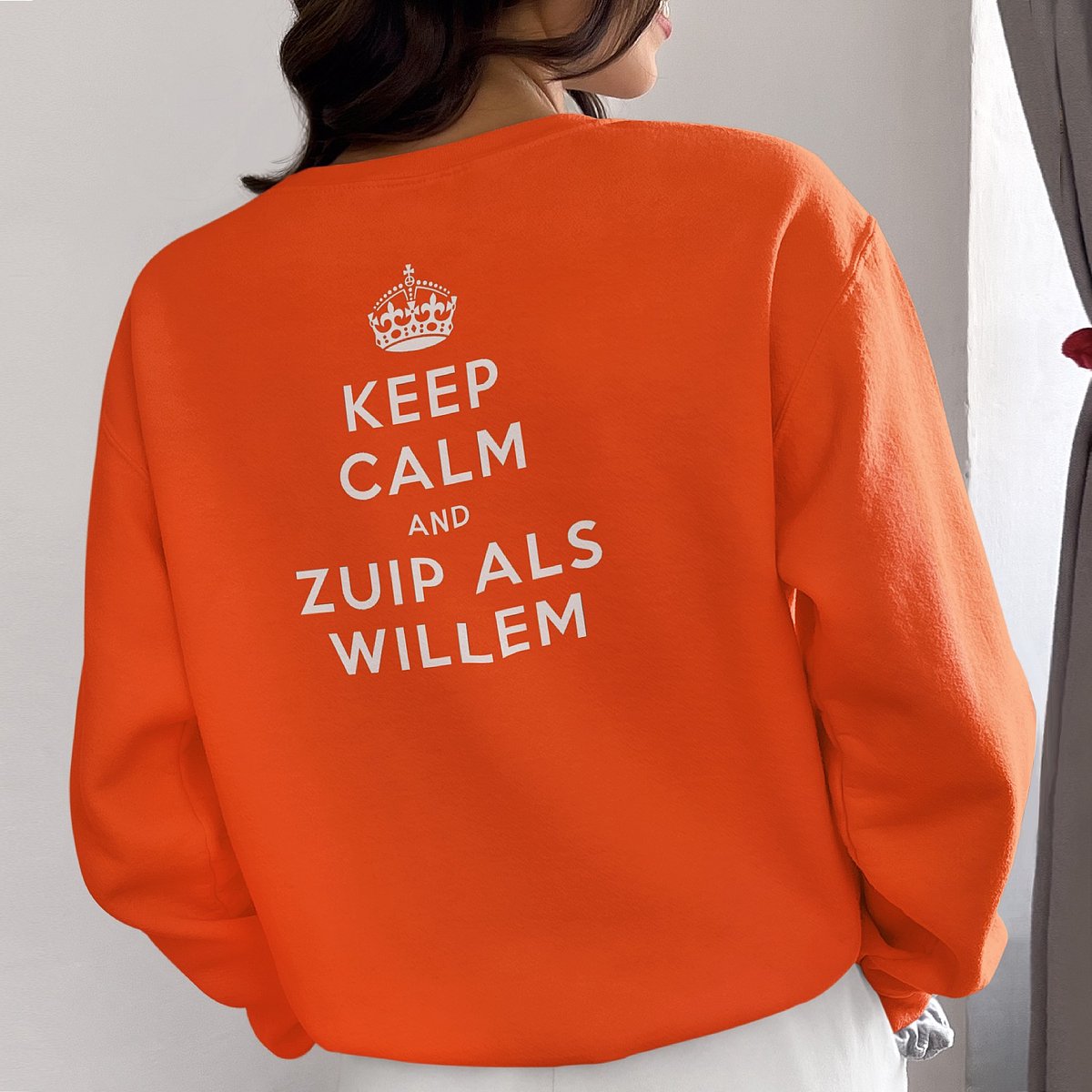 Oranje Koningsdag Trui Keep Calm And Zuip Als Willem Back - MAAT 4XL - Uniseks Pasvorm - Oranje Feestkleding