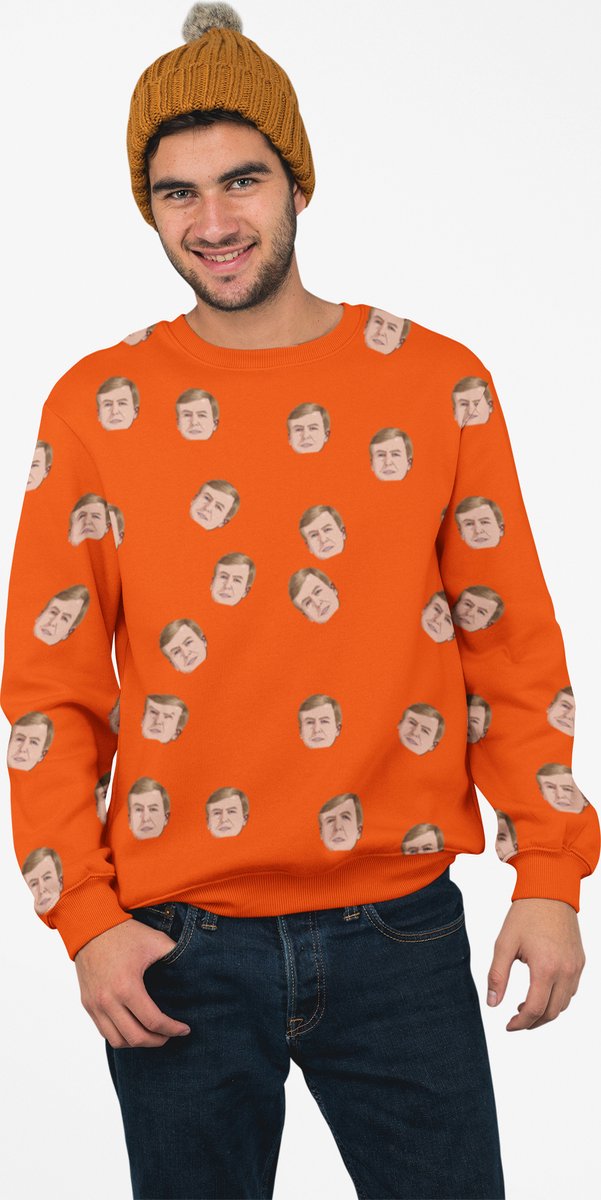 Oranje Trui Koningsdag Willem All Over - MAAT XL - Uniseks Fit - Oranje Feestkleding