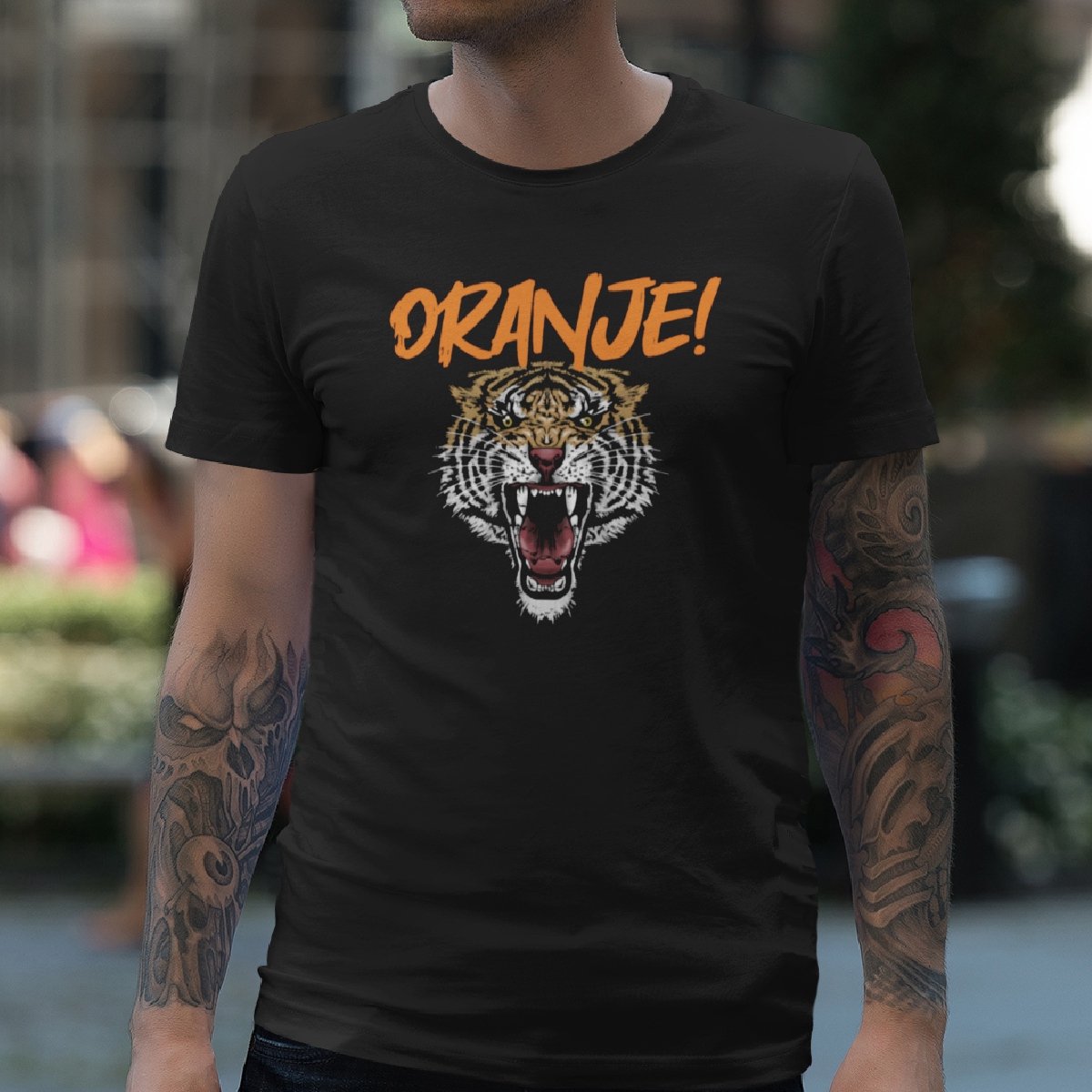 Zwart Koningsdag T-shirt - MAAT S - Heren Pasvorm - Oranje Tiger