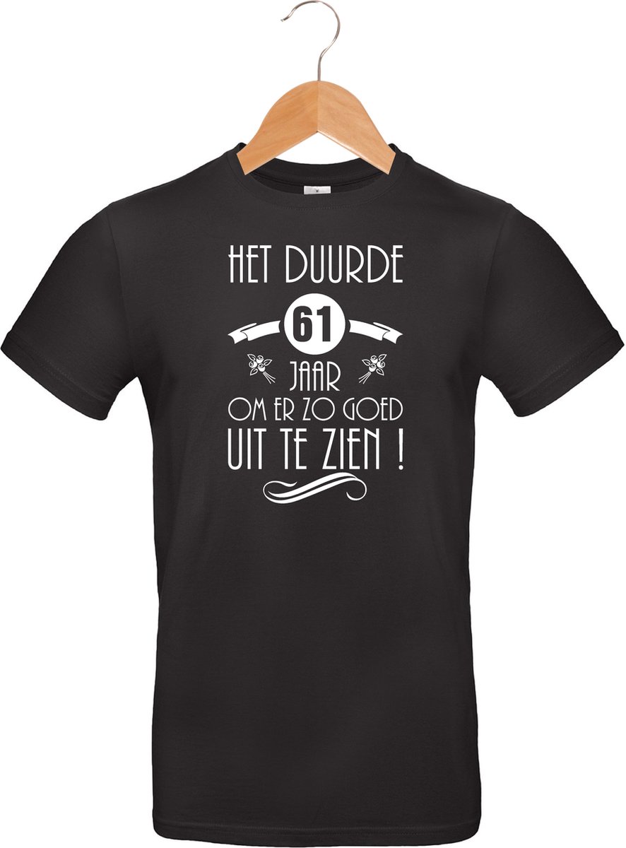 mijncadeautje - T-shirt unisex - zwart - verjaardag - Het duurde 61 jaar - maat XL