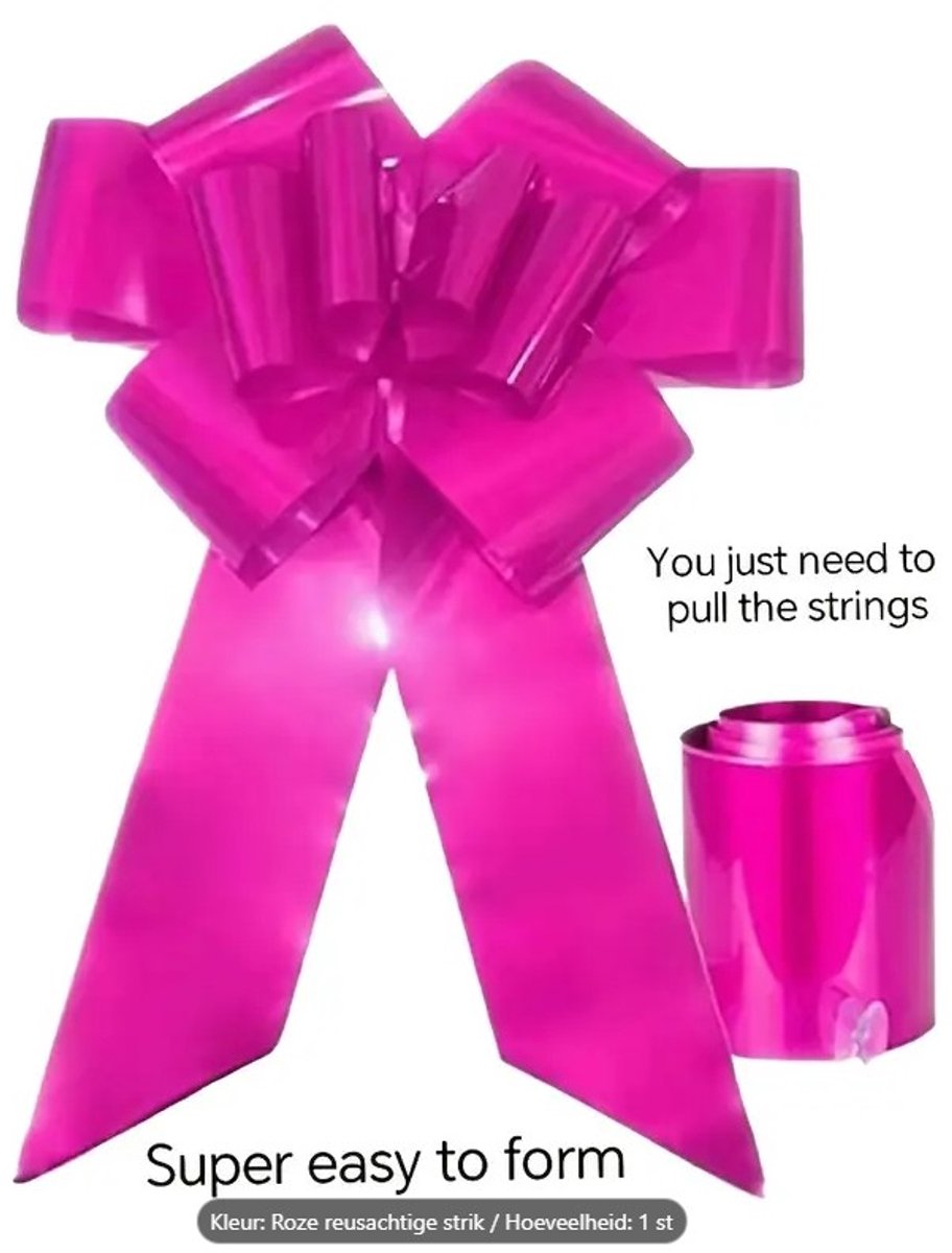 Grote roze / Fuchsia auto strik - decoratie strik - feest strik -