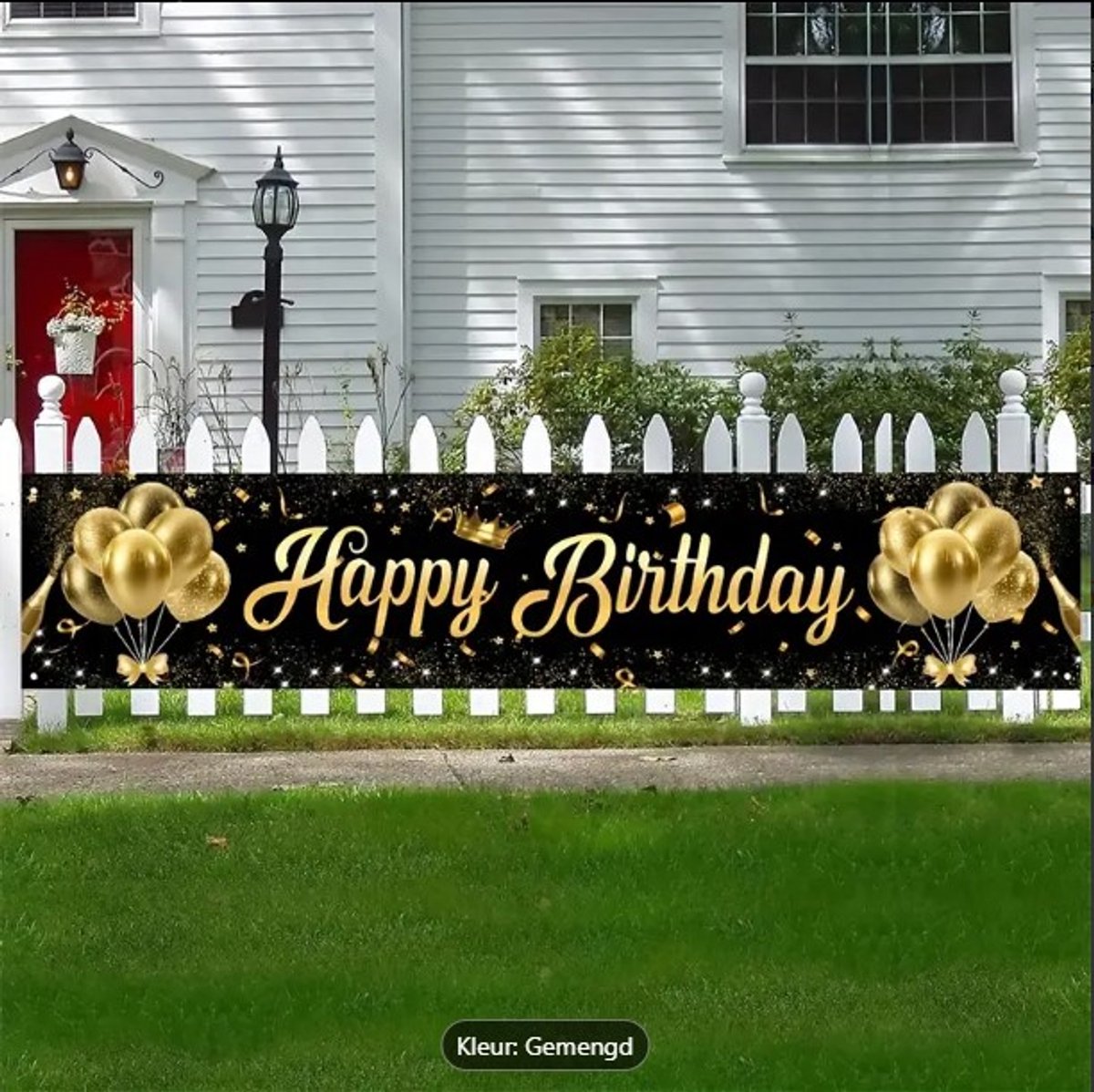 Happy Birthday banner Black & Gold - goud en zwart - verjaardag