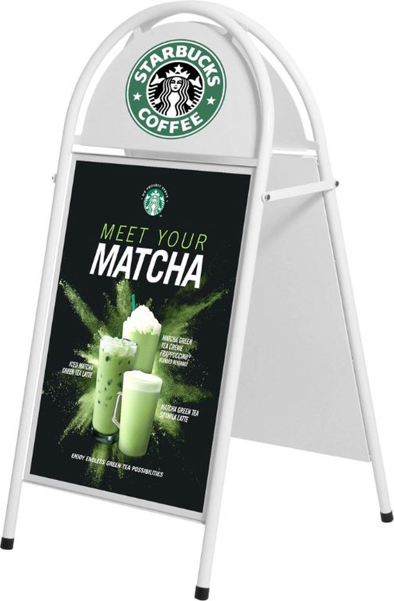 Stoepbord staal dubbelzijdig B1 staal wit / posterformaat 70x100cm / klantenstopper / sandwichbord / waterdicht