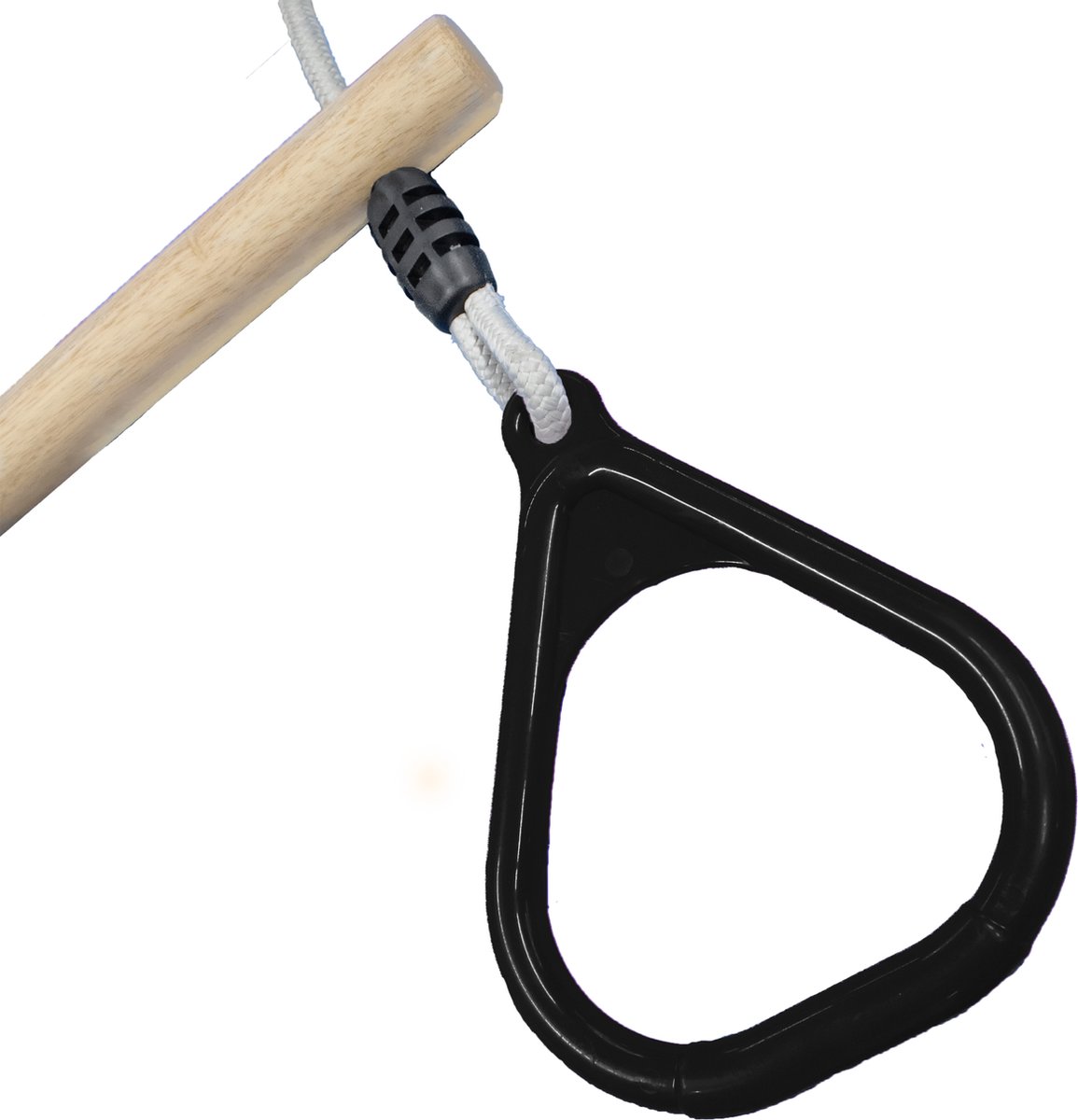 B-Play Houten trapeze met kunststof driehoeksringen Zwart en Beige BR Touw