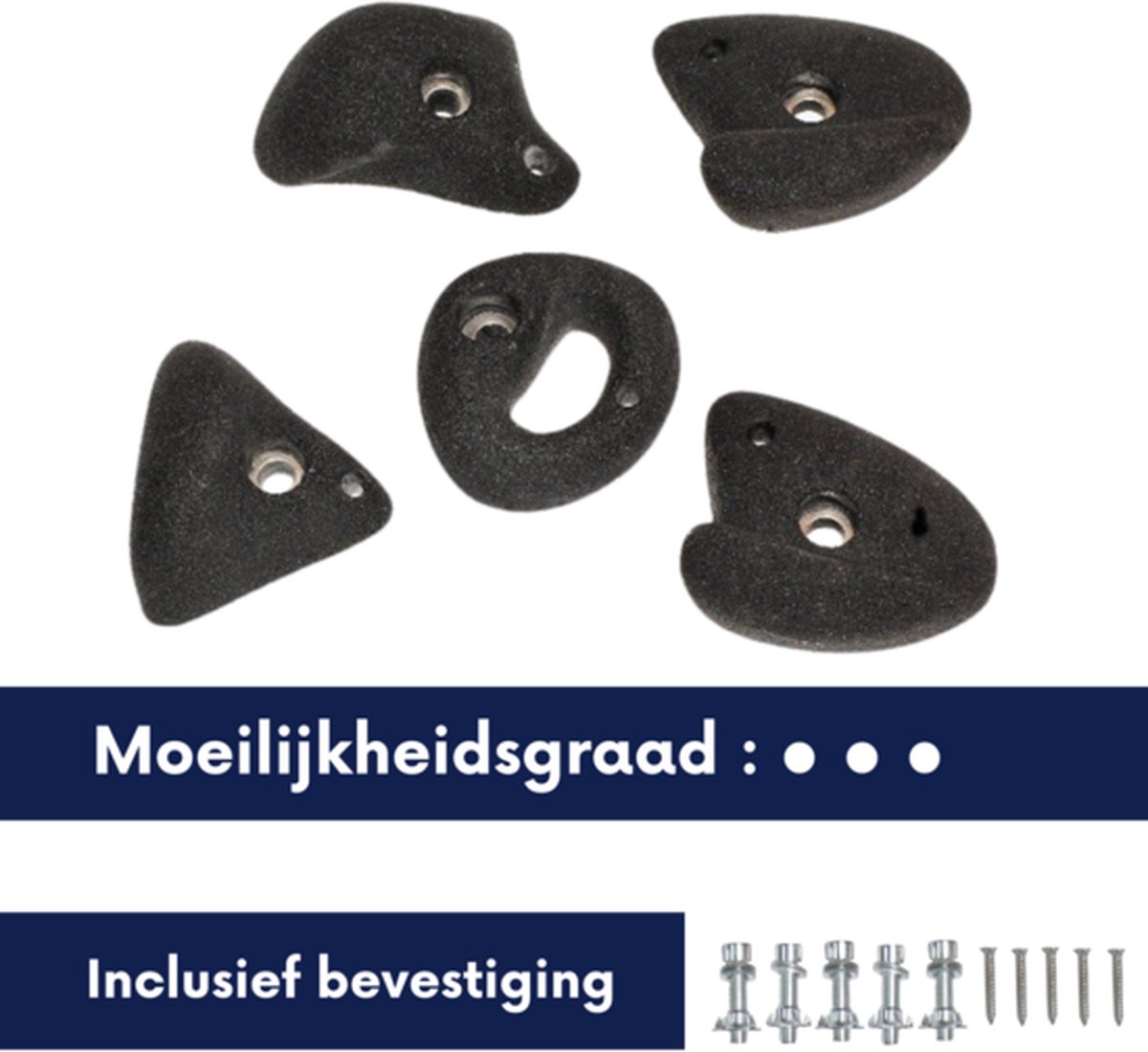 B-Play Klimstenen Medium set van 5 stuks Zwart