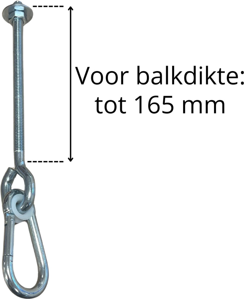 B-Play Schommelhaak met Karabijnhaak en Volledig Draad M12 180 mm (1 stuk)