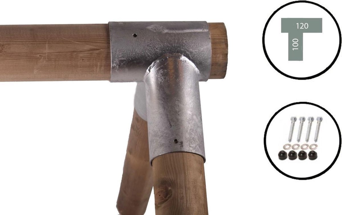 Hoekverbinding Recht voor Ronde paal 120x100 mm Verzinkt