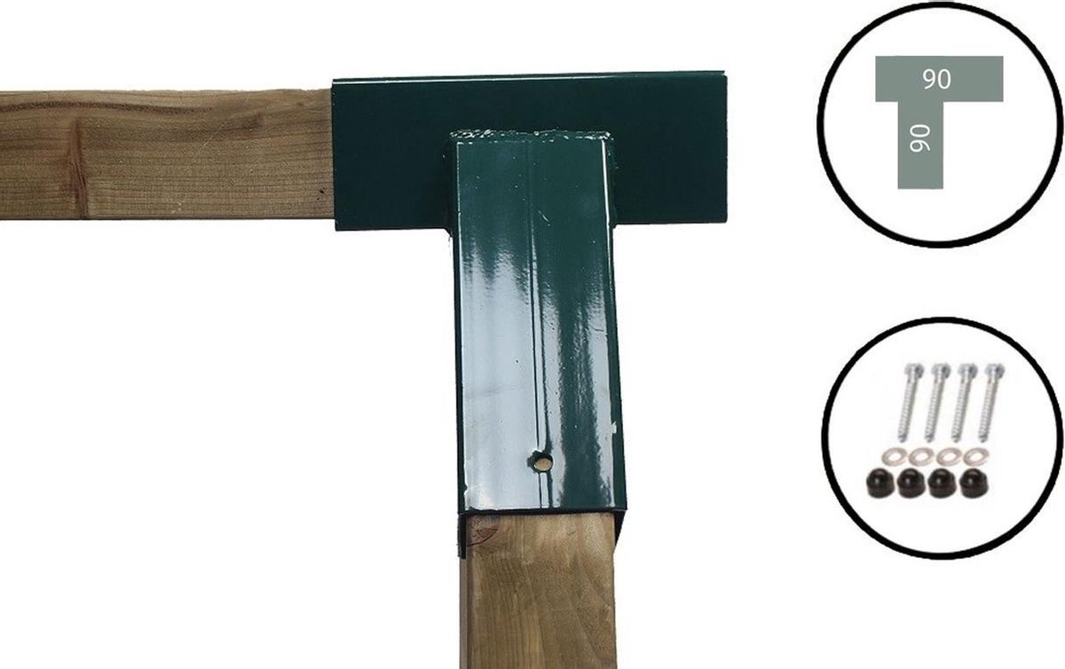 Hoekverbinding Recht voor Vierkante paal 90x90 mm Zwaar Groen