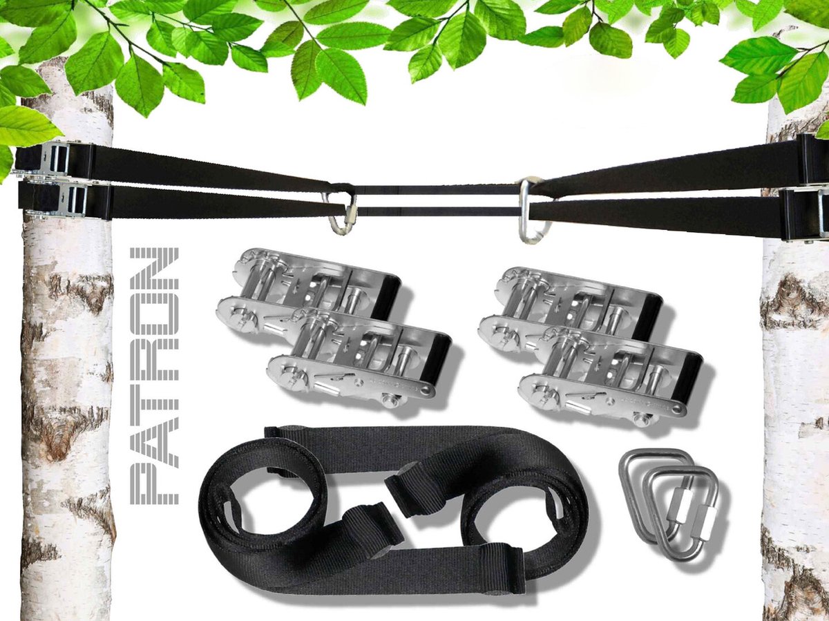 Patron Schommelbanden 8m voor tussen Bomen met beveiliging