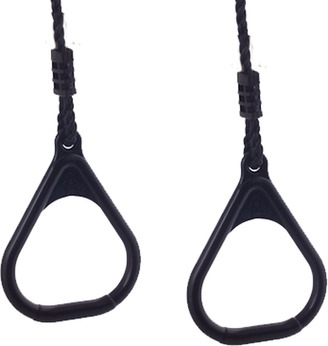 B-PLAY Kunststof turnringen zwart met zwart PP touw