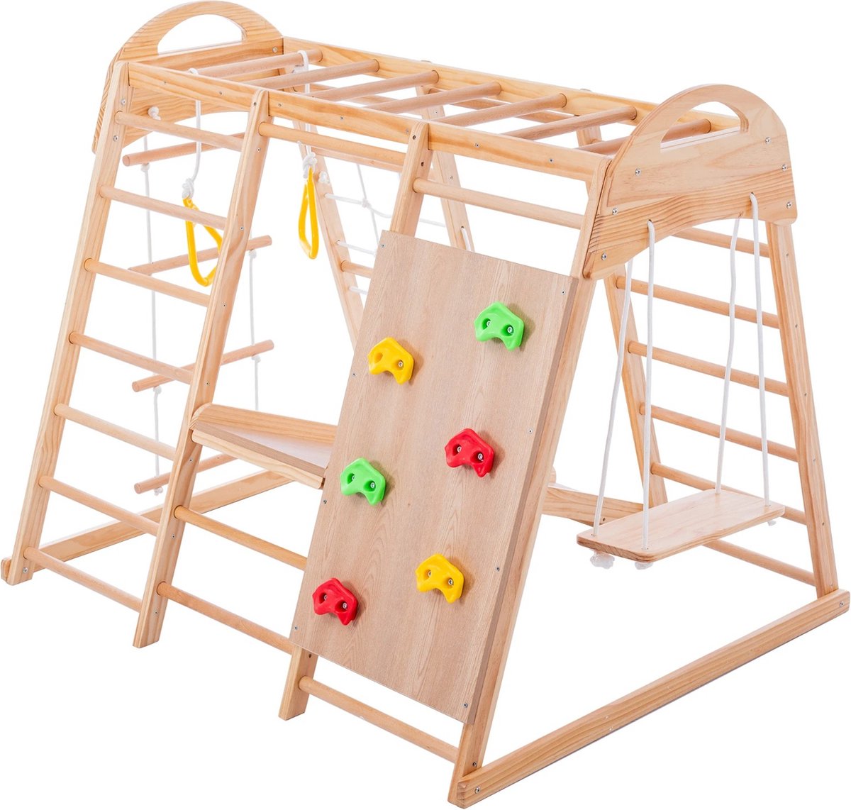 B.O.S. MultiKlimrek Hout - Klimwand - Glijbaan - Schommel - Ladder - Klimrek
