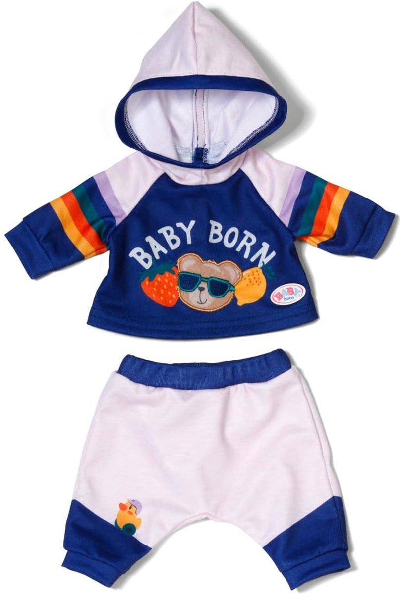 BABY born poppen joggingpak blauw 43cm - poppenkleding polyester.