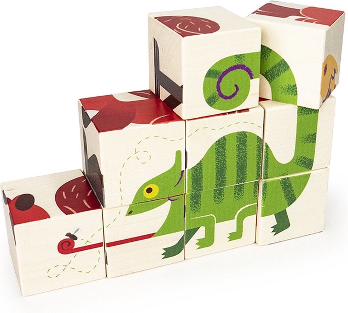 Bajo houten blokpuzzel Dierentuin - 9 stukjes