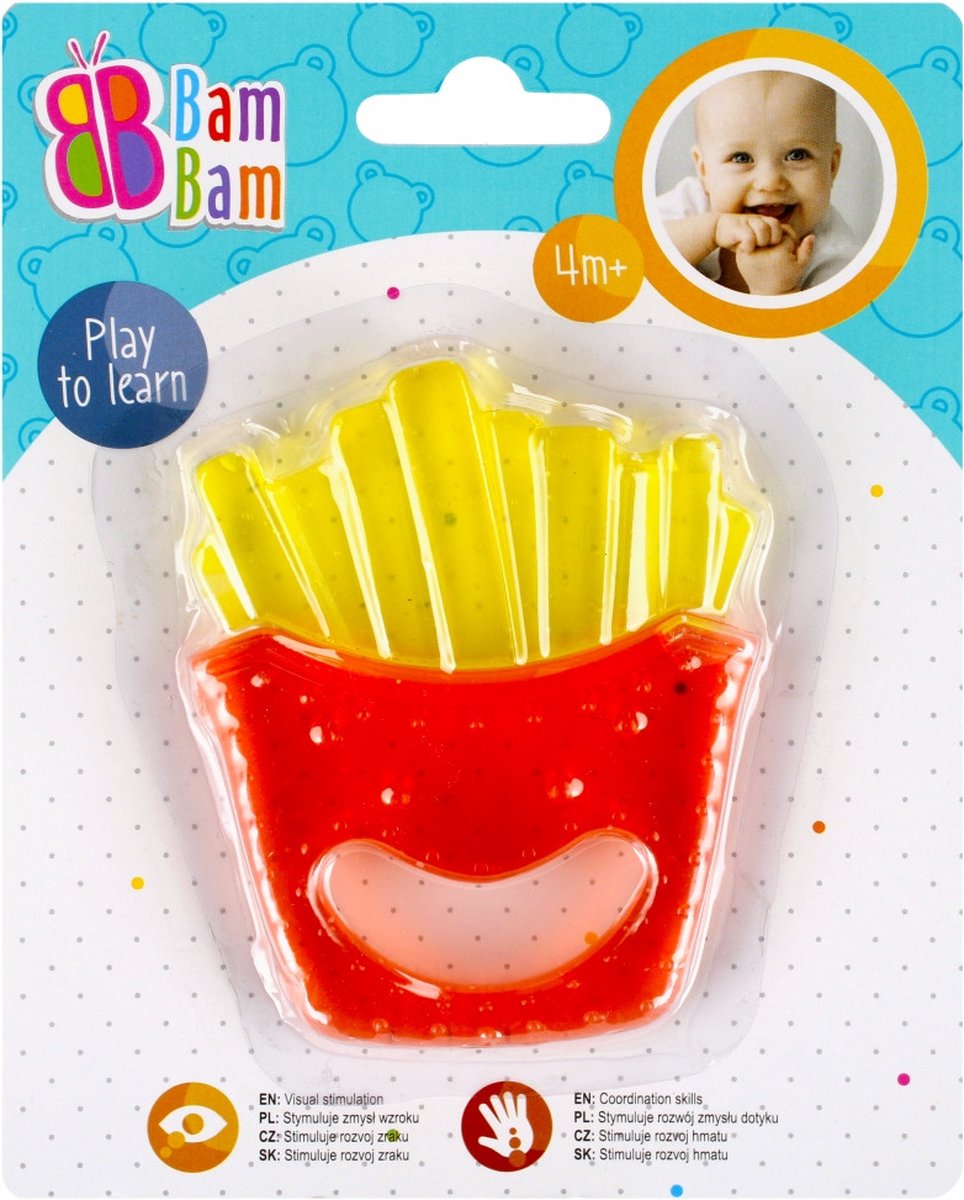 Bijtring bijtspeelgoed - grappig frietjes - 3 maanden bijten tandjes