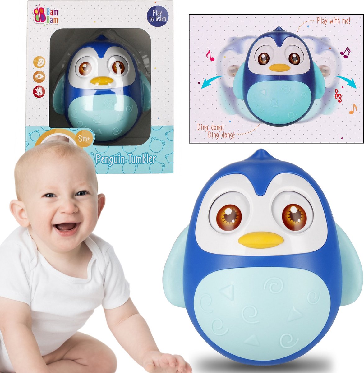 Tuimelpinguïn, Sensorisch Speelgoed voor Kinderen 8m+ Bam Bam