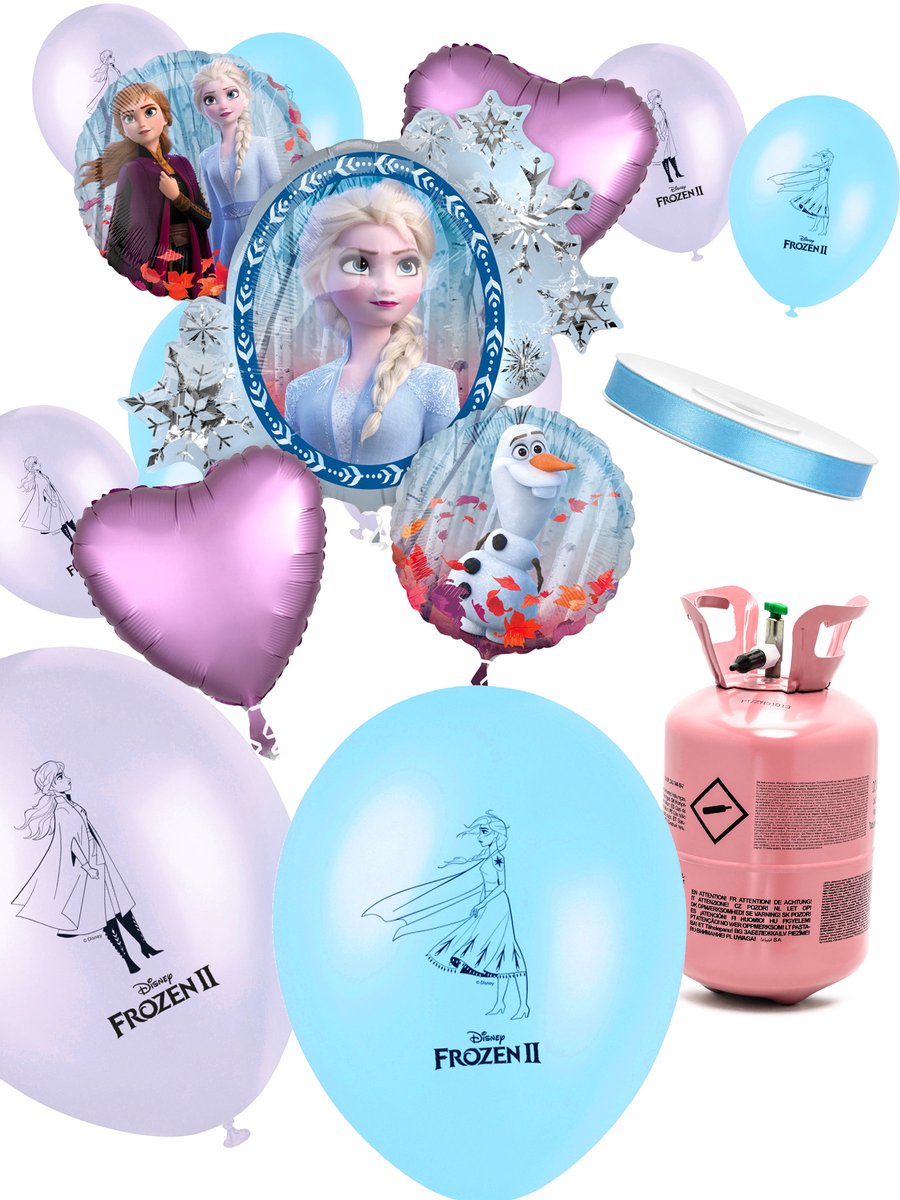 Vegaoo - Heliumflessenset met 13 Frozen 2 ballonnen en lint