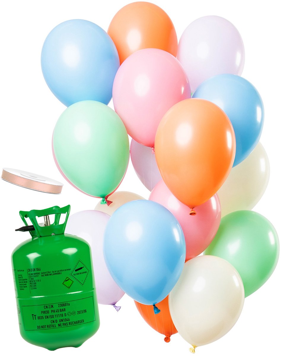 Vegaoo - Heliumflesset 15 ballonnen pastel