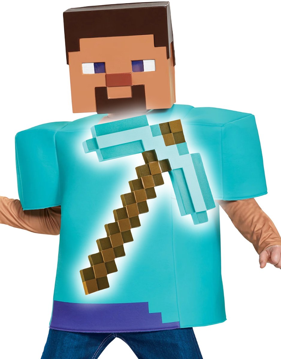 Vegaoo - Minecraft Steve verkleedset met houweel voor kinderen