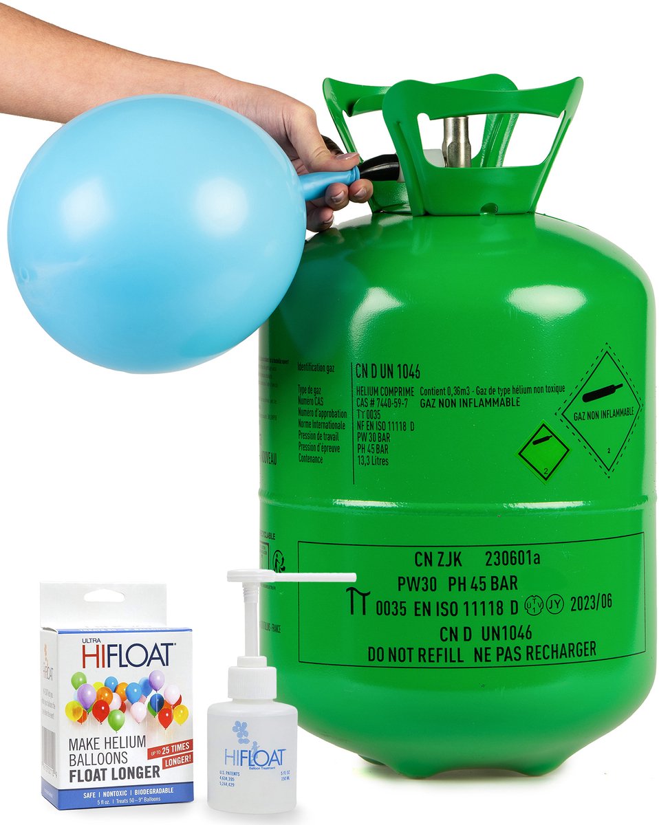 Vegaoo - Set met grote heliumfles voor maximaal 50 ballonnen met Hi-Float
