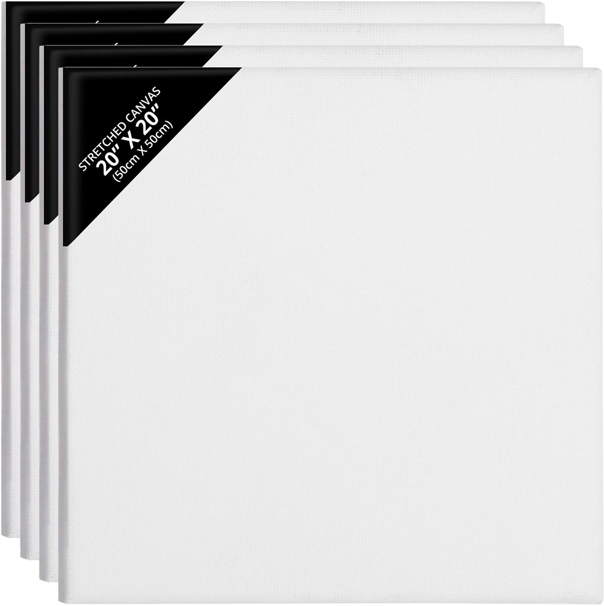 Belle Vous 4 Pak Blank Canvas - 50 x 50 cm - Voorgerekte Canvas Paneelborden - Geschikt voor Acryl en Olieverf, Maar ook Schetsen en Tekenen