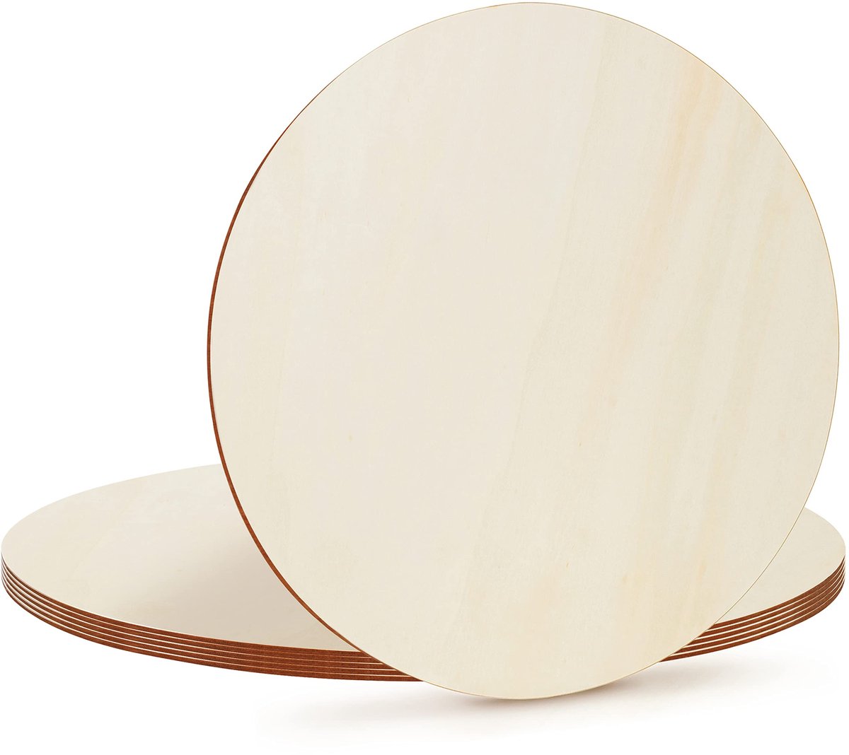 Belle Vous 6 Pak Houten Onbewerkte Ronde Cirkels - 45 cm met 2,4 mm Dikte - Blank Natuurlijk Houten Schijven Uitsnedes voor Hobby, Onderzetters, Huis, Decoraties en Ornamenten