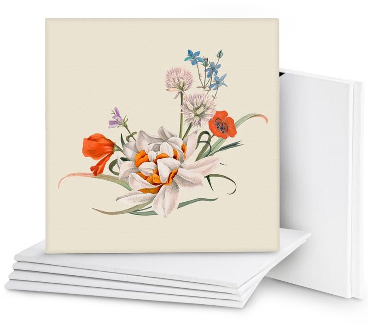 Belle Vous 7 Pak Blank Canvas – 40 x 40 cm – Voorgerekt Canvas Paneel Borden – Geschikt Voor Acryl en OlieVerf, Ook Voor Schetsen en Tekenen