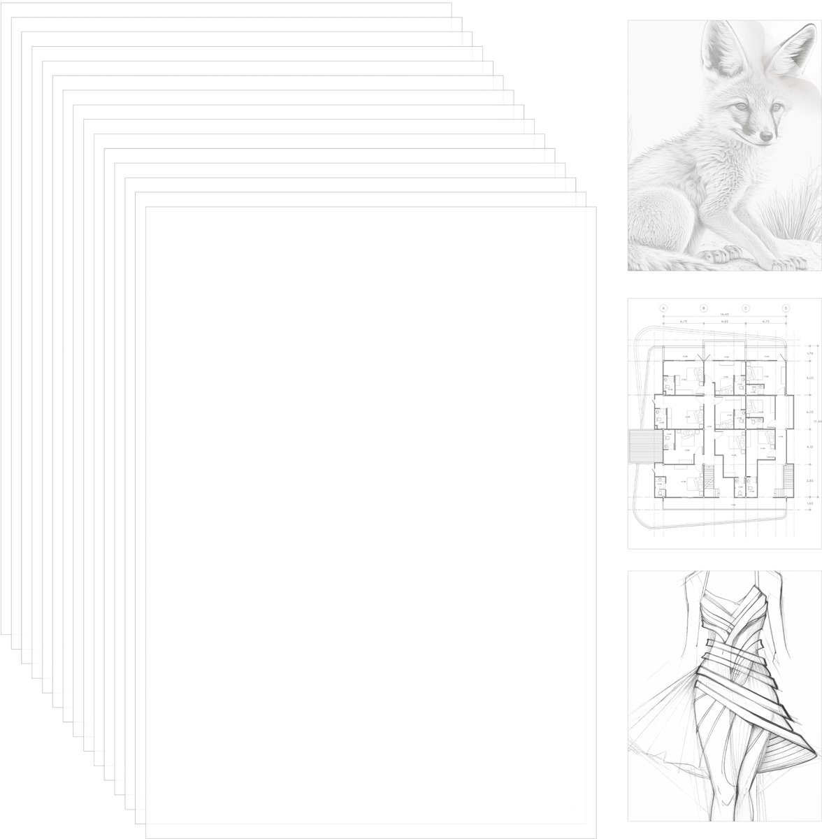 Belle Vous A4 Translucent Overtrek Papier (100 Pak) – Chinees Rijst Papieren Vellen – Voor Printen, Tekenen, Grafisch, Architectuur Schetsen, Overtrekken, Kopiëren, Kalligrafie Inkt & Schilderen