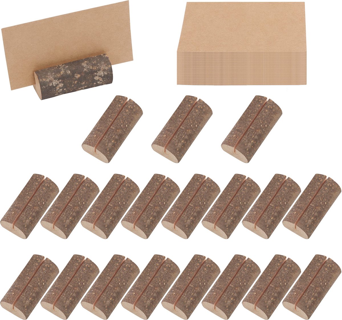 Belle Vous Plaats Kaart Houders (20 Pak) – Rustiek Houten Standaards met 30 Plaats Kaarten – Voor Tafel Nummers, Naam Kaart, Verjaardagen, Huwelijk, feest Tafel Bord, Foto/Afbeelding en Memo Clip