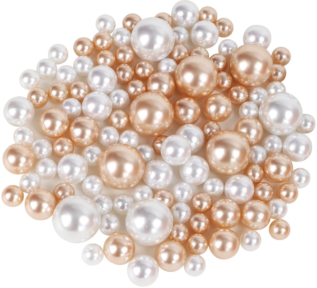 Belle Vous Rond Artificiële Parels (120 Pak) - 3 Maten, Glad Wit en Gouden Kralen - Decoratieve Edelstenen voor Huwelijken, Feest Tafel Scatter, of Kopstuk Drijvende Vazenvuller Stenen