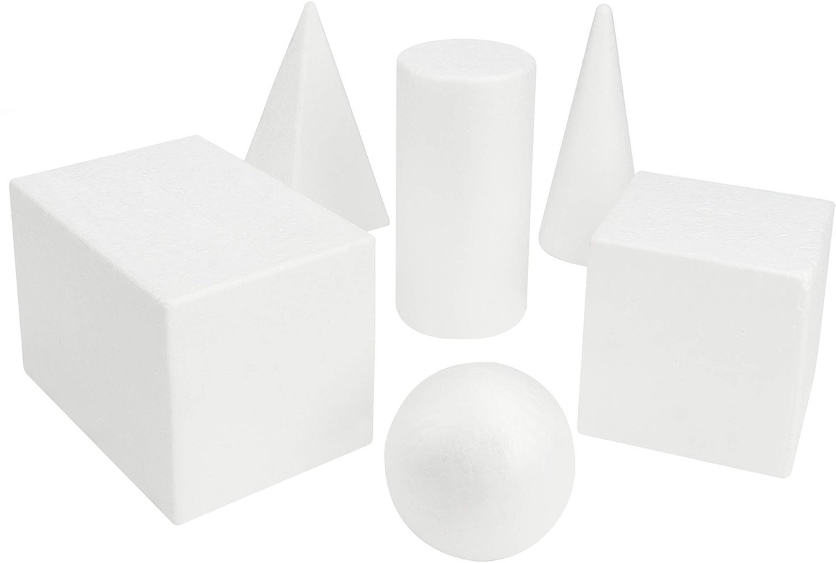 Belle Vous Witte Geometrische 3D Schuim Blokken (6 Pak) – Solide Blokken – Speelgoed Voor Kinderen Leer/Educatie Benodigdheden – Vormen Voor Tekenen, Wiskunde en Geometrie